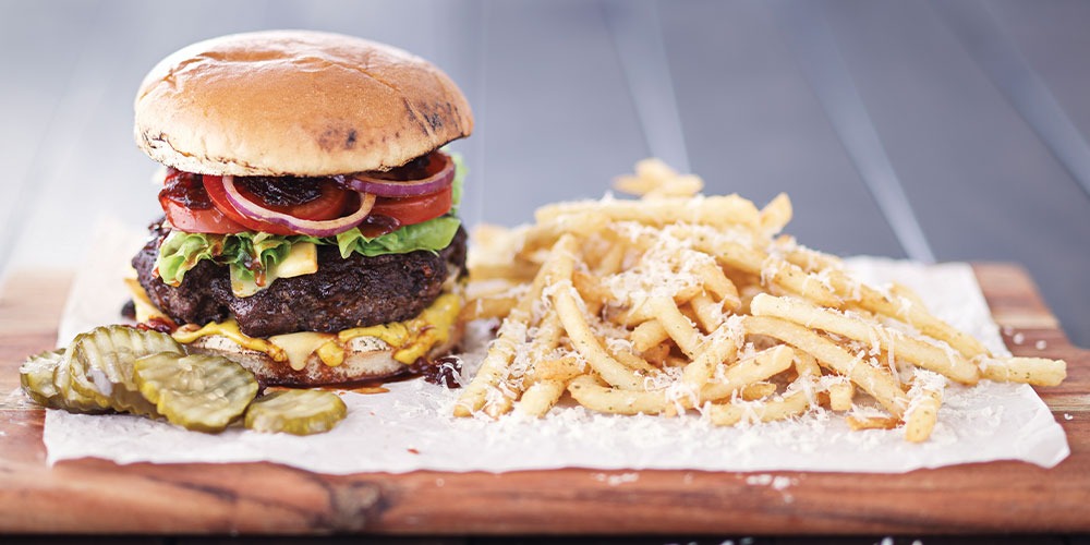 Smoked Cheddar Burger with Parmesan Fries