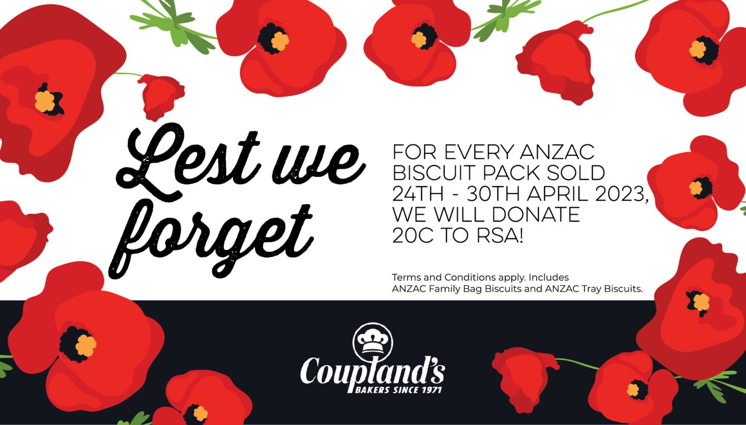 ANZAC Biscuit Promotion Coupland's Bakeries